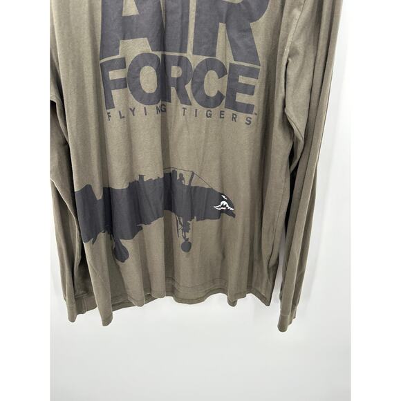 Nike Olive Army Green Air Force Flying Tigers Graphic T-Shirt Long Sleeve  XXL - Picture 3 of 7